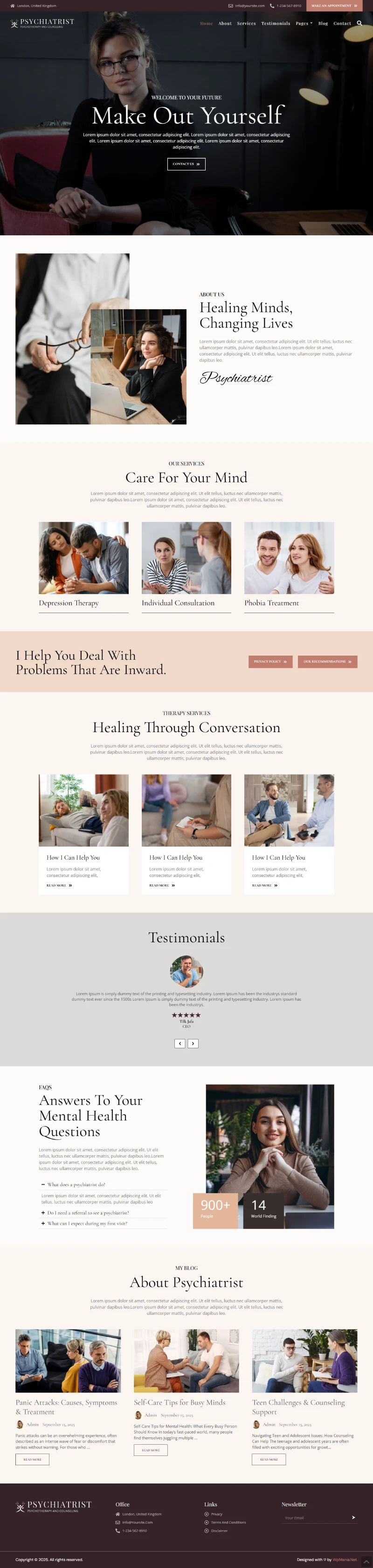 Psychiatrist WordPress Template Home Page