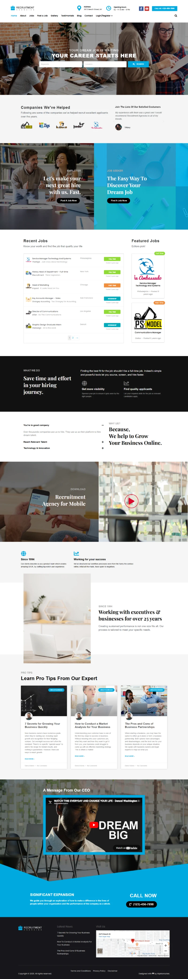 Recruitment Agency WordPress Template Home Page