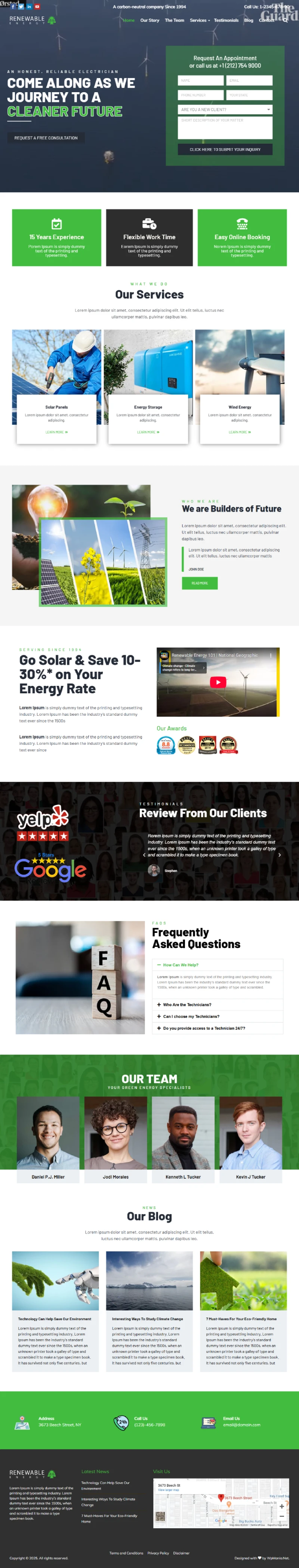 Renewable Energy WordPress Template Home Page