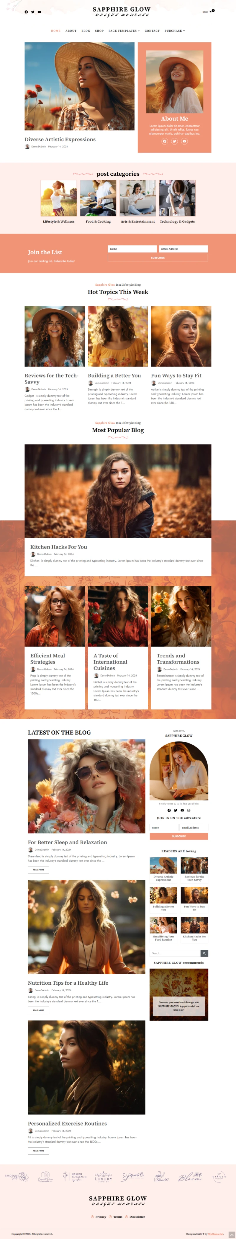 Sapphire Glow WordPress Template Home Page