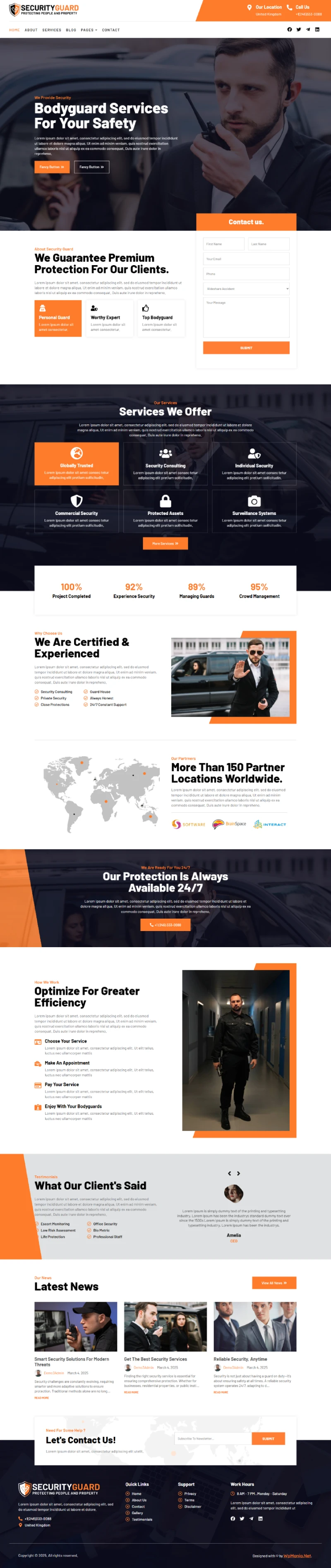 Security Guard WordPress Template Home Page