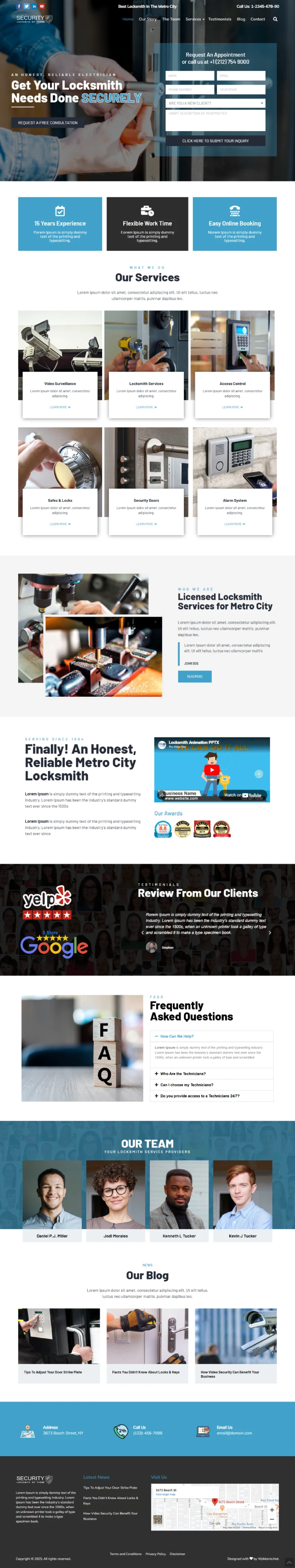 Security Locksmith WordPress Template Home Page
