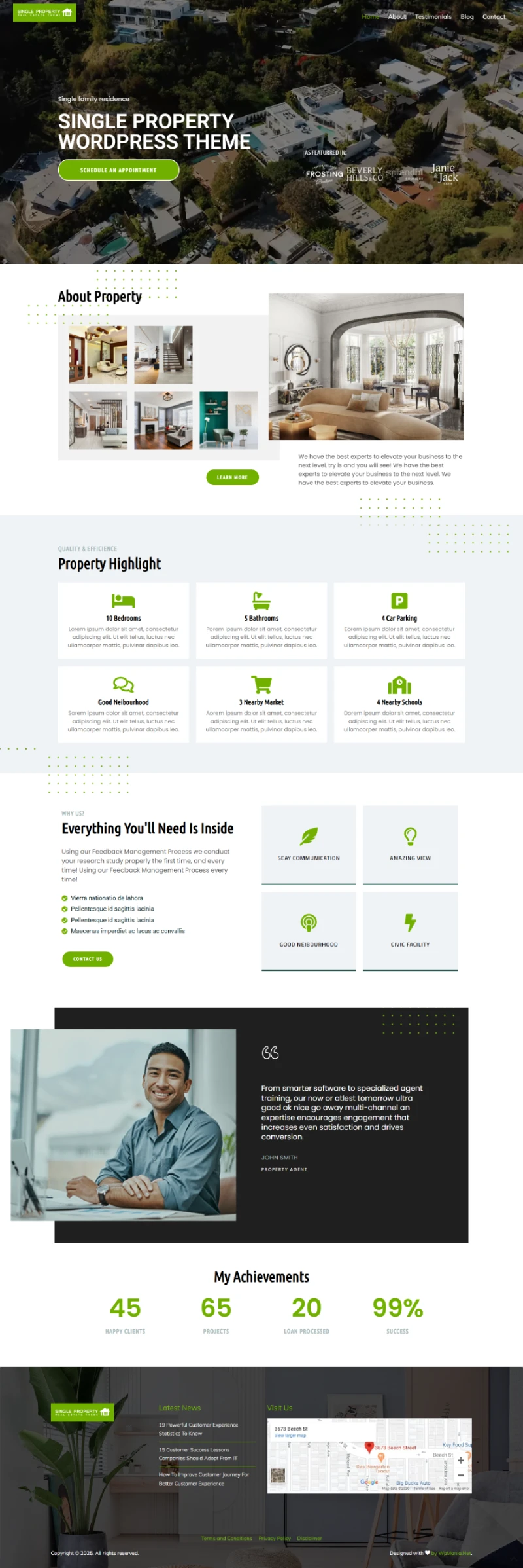 Single Property WordPress Template Home Page