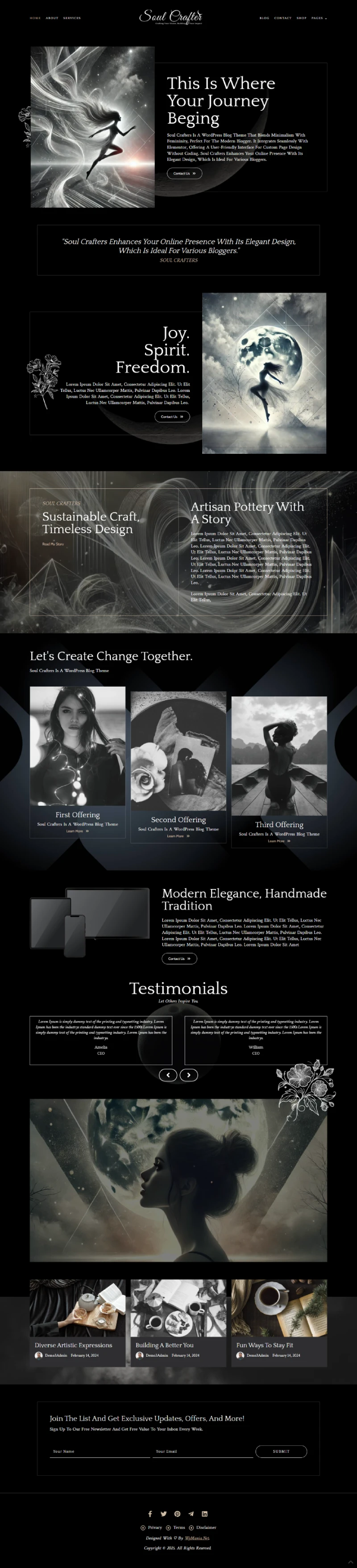 Soul Crafters WordPress Template Home Page