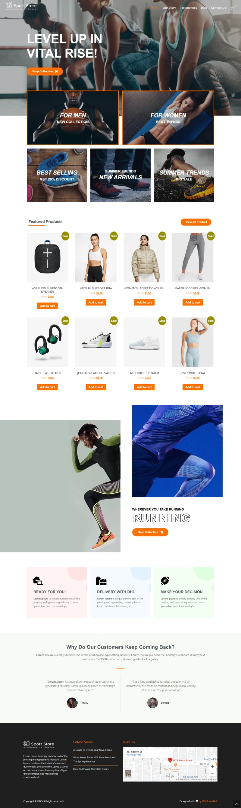 Sport Store WordPress Template Home Page