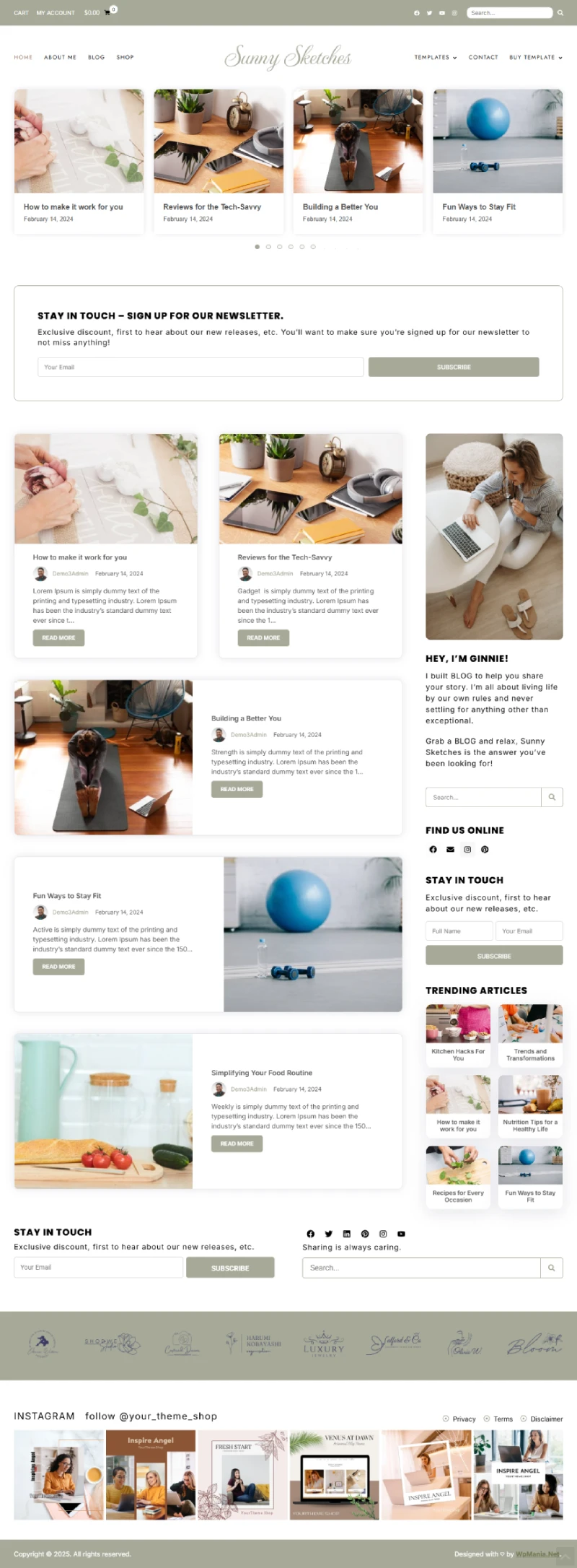 Sunny Sketches WordPress Template Home Page