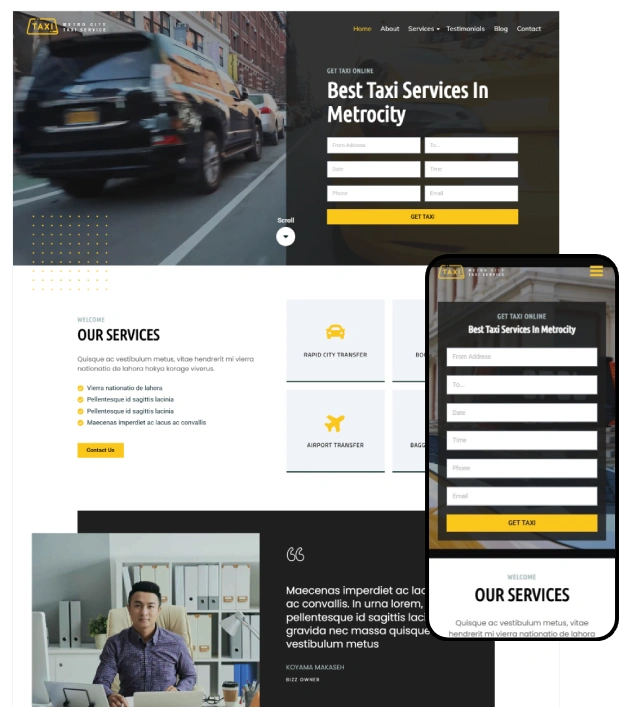 Taxi Company WordPress Theme : Taxi Pro
