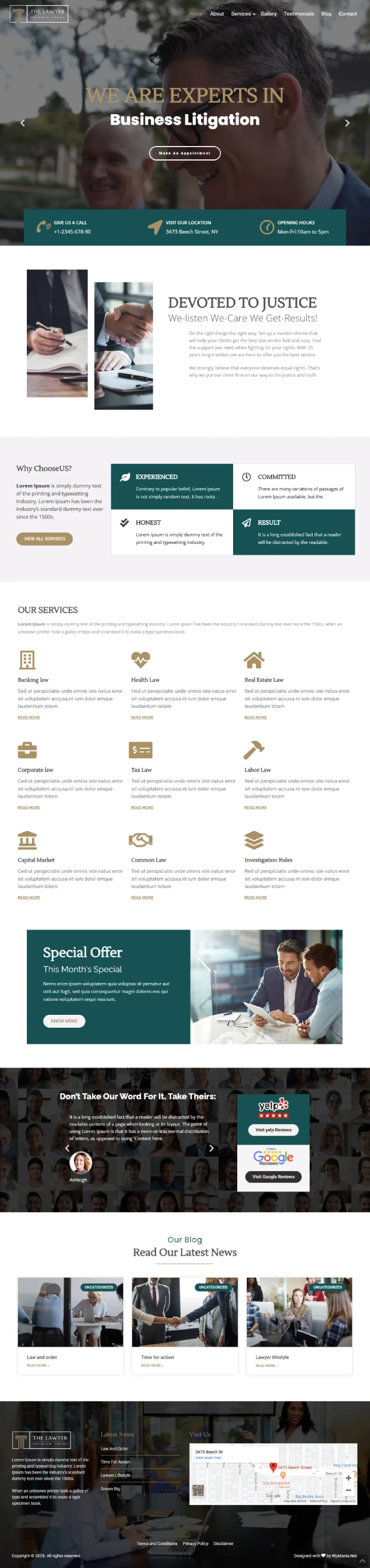The Lawyer WordPress Template Home Page