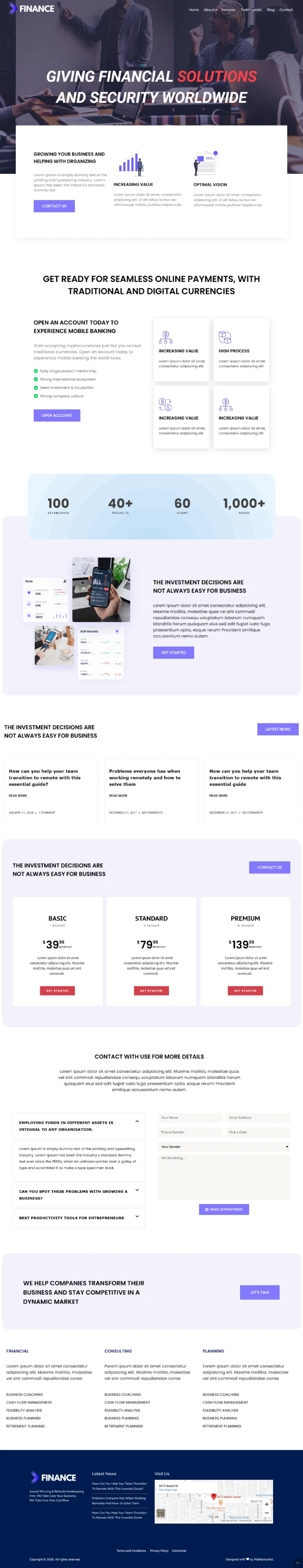 Total Finance WordPress Template Home Page