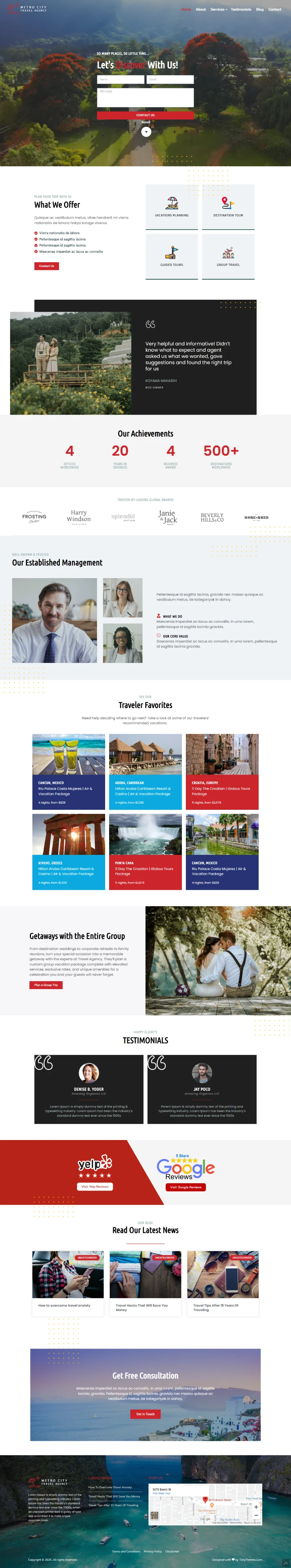 Travel Agency WordPress Template Home Page