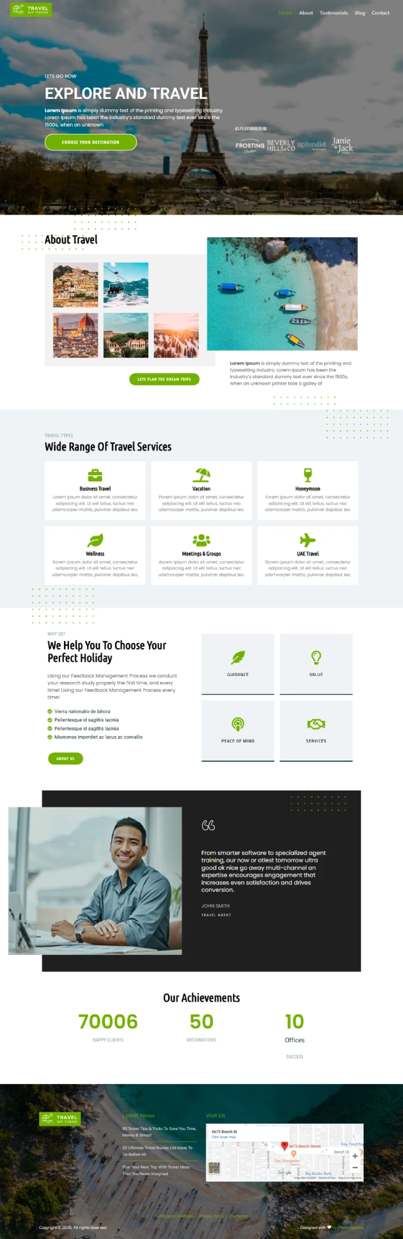 Travel WordPress Template Home Page