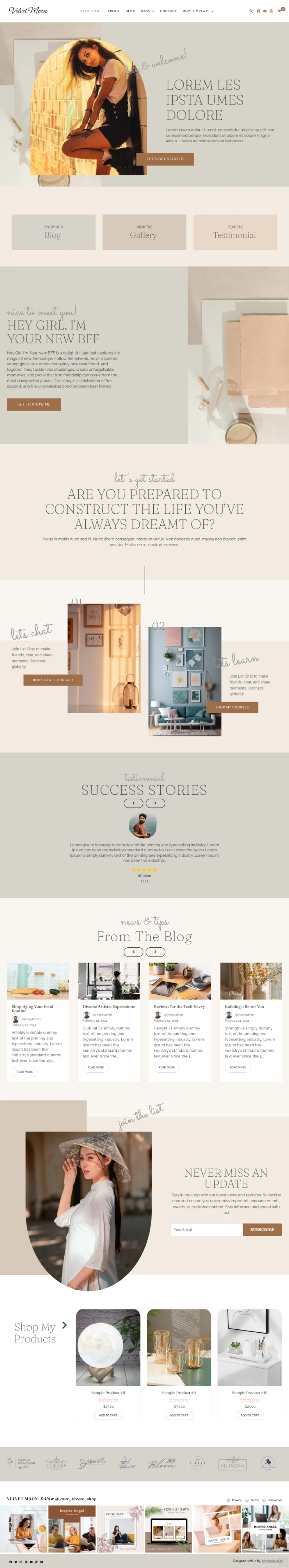 Velvet Moon WordPress Template Home Page