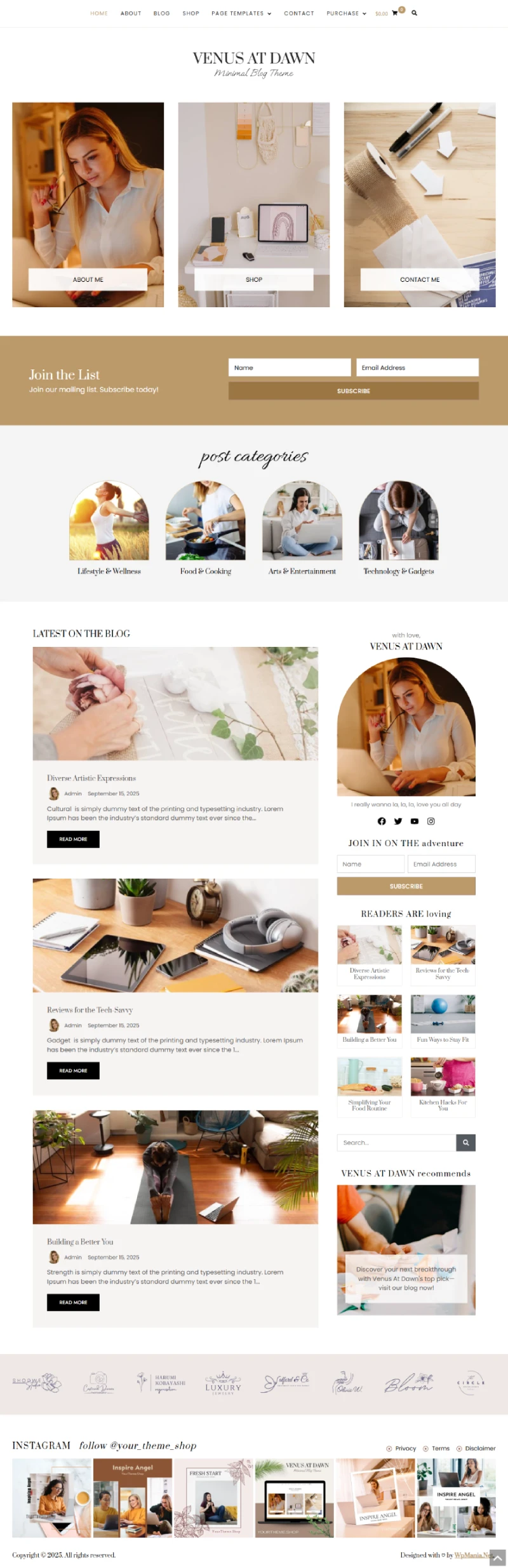 Venus WordPress Template Home Page