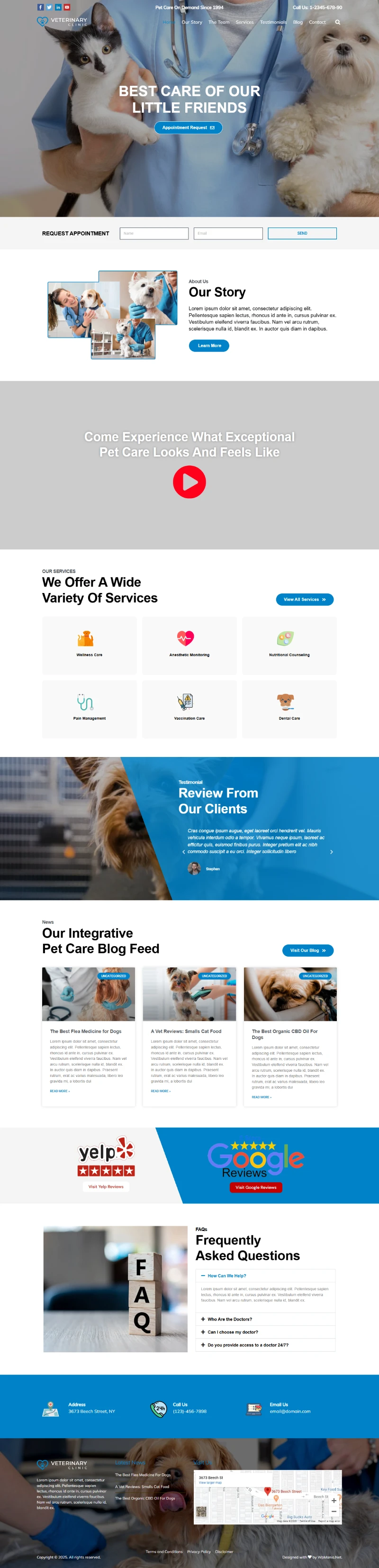 Veterinary Clinic WordPress Template Home Page