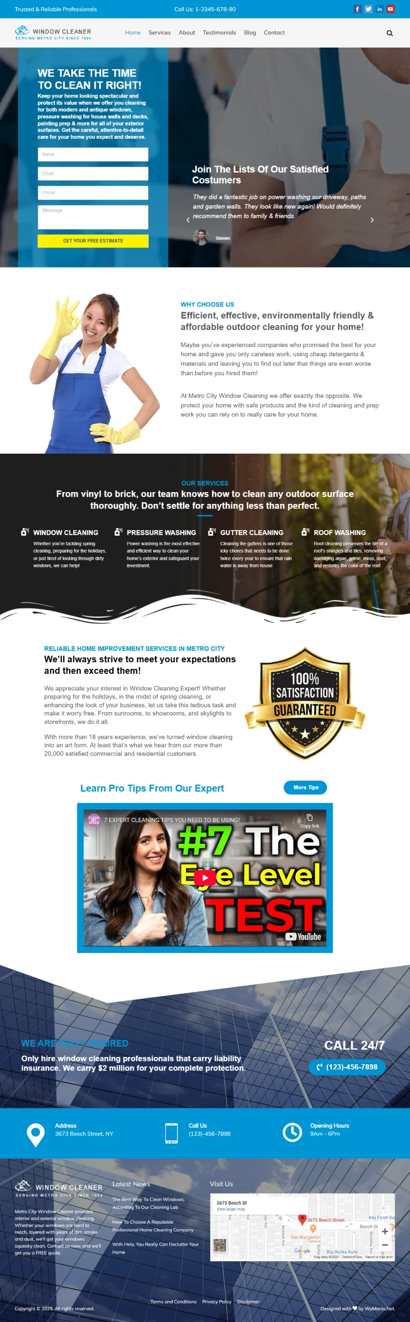 Window Cleaner WordPress Template Home Page